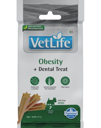 FARMINA Vet Life Dental Treat Obesity Mini 60 g (7 ks) zubní pamlsky pro psy malých plemen