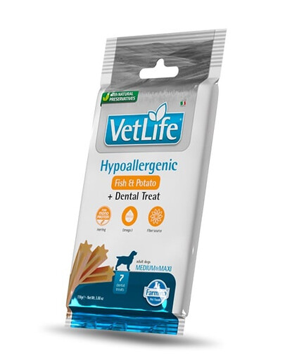 FARMINA Vet Life Dental Treat Hypoallergenic Fish Medium/Maxi 100 g (7 ks) zubní pamlsky pro střední a velké psy