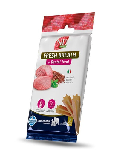 FARMINA N&D Quinoa Dental Treat Fresh breath Medium/Maxi 100 g (7 ks) zubní pamlsky pro střední a velké psy