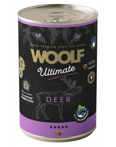 WOOLF Ultimate Adult Dog Deer and Blueberries 400g vlhké krmivo se zvěřinou a lesními plody pro psy
