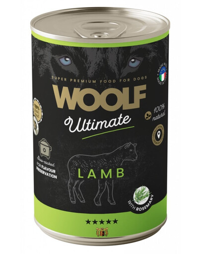 WOOLF Ultimate Adult Dog Lamb with Rosemary 400g Vlhké krmivo s jehněčím masem a rozmarýnem pro psy