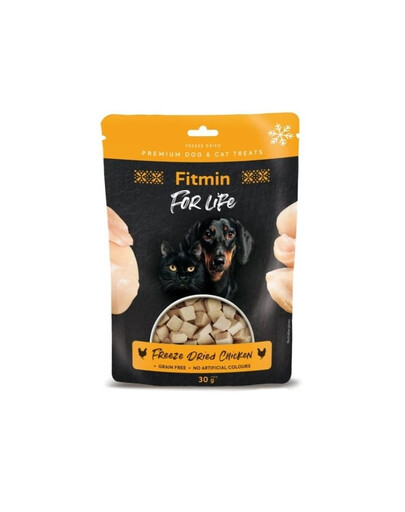 FITMIN For Life Freeze dried chicken 30 g Lyofilizovaný kuřecí pamlsek pro psy a kočky