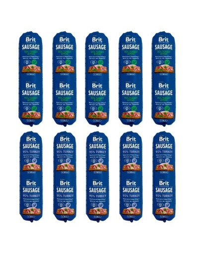 BRIT Premium Sausage Chicken, turkey and pea 5x800 g + Turkey 5x800 g krmivo pro psy všech věkových kategorií