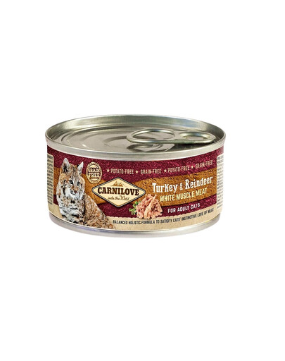 CARNILOVE Adult Cat Turkey and Reindeer 100g Mokré krmivo pro kočky s krůtou a soby