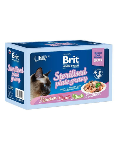 BRIT Premium by Nature Cat Delicate Fillets in Gravy Family Plate Sterilised 12x85g mokré krmivo v omáčce pro dospělé sterilizované kočky