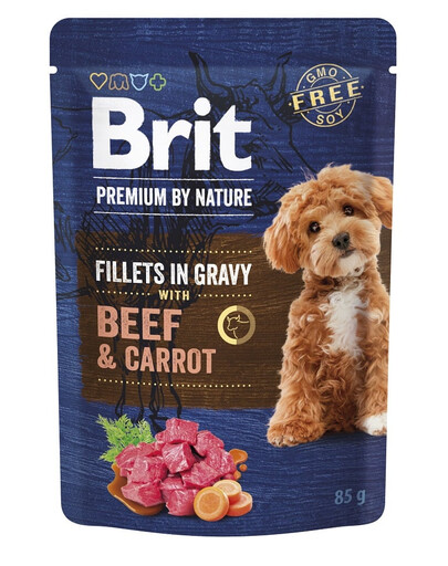 BRIT Premium By Nature Dog Fillets in Gravy s hovězím masem a mrkví 24x85g