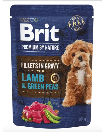 BRIT Premium By Nature Dog Fillets in Gravy s jehněčím masem a zeleným hráškem 24x85g