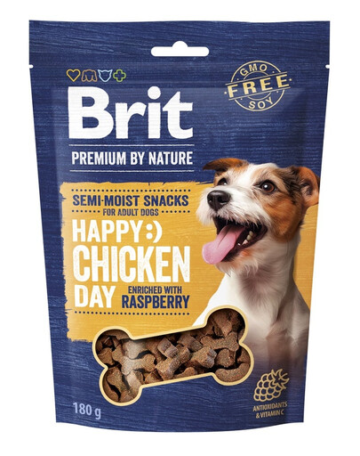BRIT Premium by Nature Semi-moist Snack Chicken and Raspberry 180g poloměkký snack pro psy s kuřecím masem a malinami