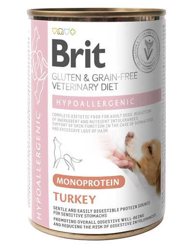 BRIT Veterinary Diet Dog Hypoallergenic Monoprotein Turkey 400g z indykiem dla psów z alergiami i problemami skórnymi