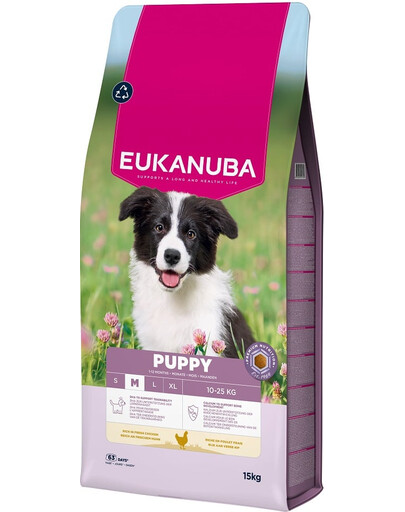 EUKANUBA Puppy Medium Breeds Chicken 15 kg suché krmivo pro štěňata středních plemen, bohaté na čerstvé kuřecí maso