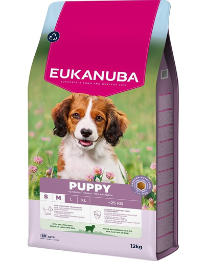 EUKANUBA Puppy Small Medium Breeds Lamb Rice 12 kg suché krmivo pro štěňata malých a středních plemen, bohaté na jehněčí maso a rýži