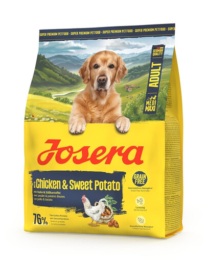 JOSERA Adult Chicken and Sweet Potato 900g bezobilné krmivo pro aktivní psy