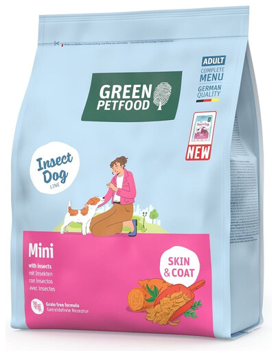GREEN PETFOOD InsectDog Mini Skin and Coat 900g Bezobilné krmivo s hmyzím proteinem pro malé psy
