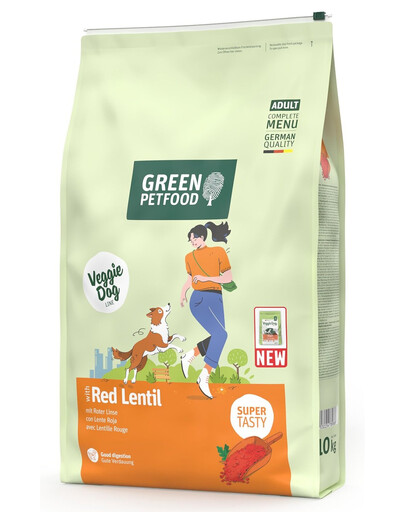 GREEN PETFOOD VeggieDog with Red Lentil 10kg vegetariánské krmivo s červenou čočkou pro psy