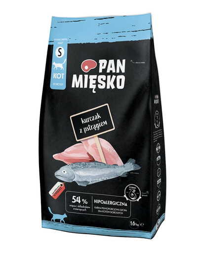 PAN MIĘSKO Kuře s pstruhem pro kočky, křupavé, S 1,6 kg