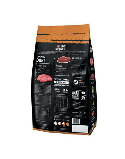 PAN MIĘSKO Telecí s kachnou pro kočky brambůrky M 5 kg