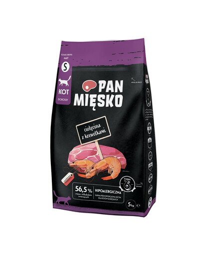 PAN MIĘSKO Telecí s krevetami pro kočky brambůrky S 5 kg