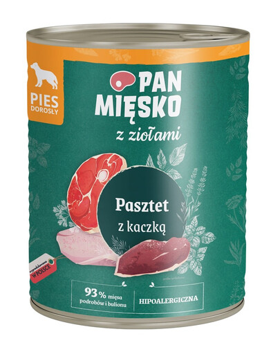 PAN MIĘSKO Kachní paštika s bylinkami pro psy 800 g
