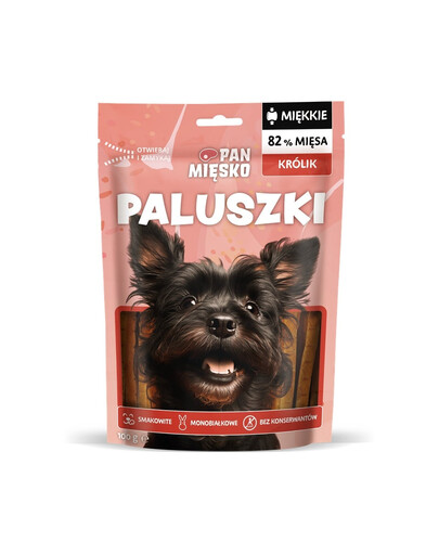 PAN MIĘSKO Králičí tyčinky, pamlsky pro psy, 100 g