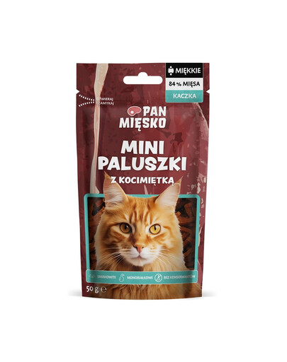 PAN MIĘSKO Mini kachní tyčinky s kozlíkem pamlsek pro kočky, 50 g