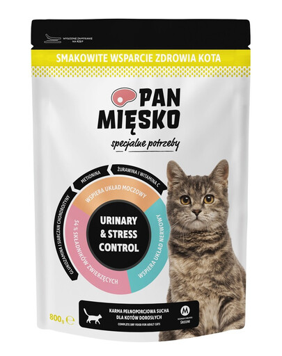 PAN MIĘSKO Krmivo pro kočky se speciálními potřebami močového měchýře a kontrolu stresu 800 g