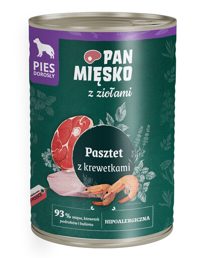PAN MIĘSKO s bylinkami Krevety paštika pro psy 400 g