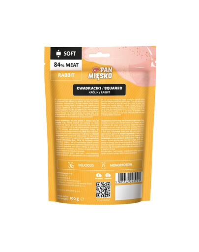 PAN MIĘSKO Pamlsek pro psy ve tvaru čtverečků s příchutí králíka 100 g