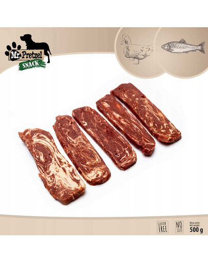 MR. PRETZEL Paski z kaczki i dorsza 500 g przysmak dla psa