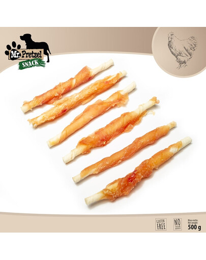 MR. PRETZEL Patyk owinięty mięsem z kurczaka 500 g przysmak dla psa
