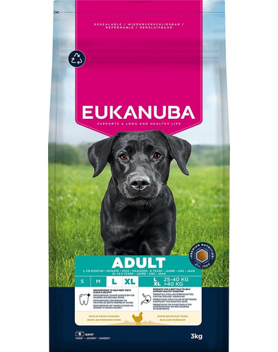 EUKANUBA Adult Large Breeds Chicken 3 kg suché krmivo pro psy velkých plemen s vysokým obsahem čerstvého kuřecího masa