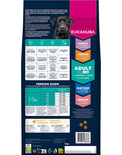 EUKANUBA Adult Large Breeds Chicken 3 kg suché krmivo pro psy velkých plemen s vysokým obsahem čerstvého kuřecího masa