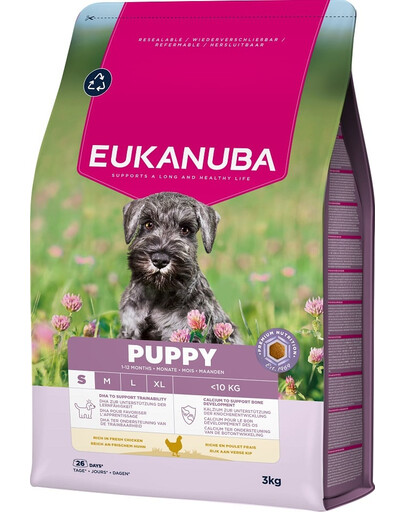 EUKANUBA Puppy Small Breeds Chicken 3 kg suché krmivo pro štěňata malých plemen, bohaté na čerstvé kuřecí maso