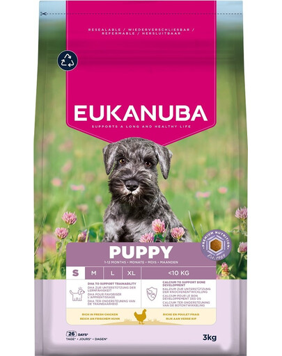 EUKANUBA Puppy Small Breeds Chicken 3 kg suché krmivo pro štěňata malých plemen, bohaté na čerstvé kuřecí maso