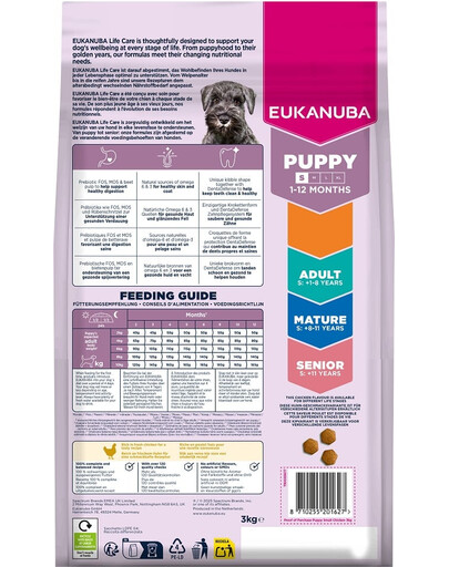 EUKANUBA Puppy Small Breeds Chicken 3 kg suché krmivo pro štěňata malých plemen, bohaté na čerstvé kuřecí maso
