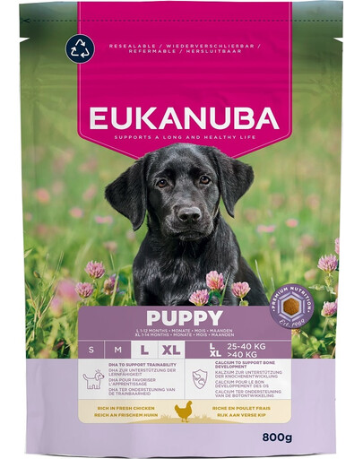 EUKANUBA Puppy Large Breeds Chicken 800 g suché krmivo pro štěňata velkých plemen, bohaté na čerstvé kuřecí maso