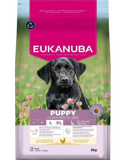 EUKANUBA Puppy Large Breeds Chicken 3 kg suché krmivo pro štěňata velkých plemen, bohaté na čerstvé kuřecí maso