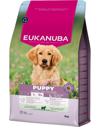 EUKANUBA Puppy Large Breeds Lamb Rice 3 kg suché krmivo pro štěňata velkých plemen, bohaté na jehněčí maso a rýži