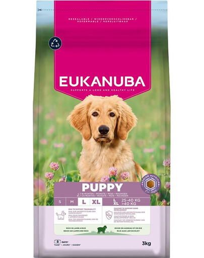 EUKANUBA Puppy Large Breeds Lamb Rice 3 kg suché krmivo pro štěňata velkých plemen, bohaté na jehněčí maso a rýži