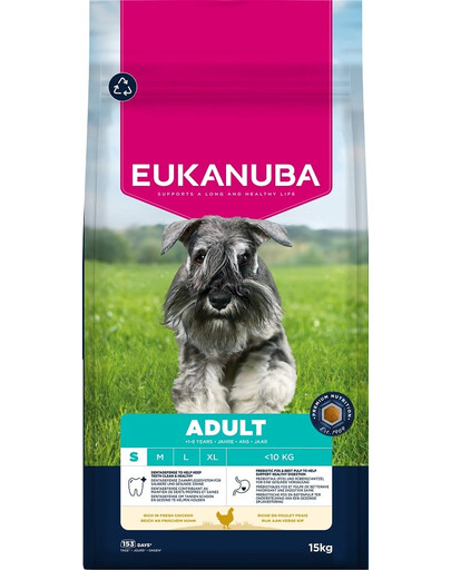 EUKANUBA Adult Small Breeds Chicken 15 kg suché krmivo pro psy malých plemen s vysokým obsahem čerstvého kuřecího masa