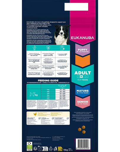 EUKANUBA Adult Medium Breeds Chicken 15 kg suché krmivo pro psy středních plemen s vysokým obsahem čerstvého kuřecího masa