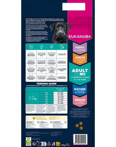 EUKANUBA Adult Large Breeds Chicken 15 kg suché krmivo pro psy velkých plemen s vysokým obsahem čerstvého kuřecího masa