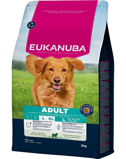 EUKANUBA Adult Large Breeds Lamb Rice 3 kg suché krmivo pro psy velkých plemen bohaté na jehněčí maso a rýži