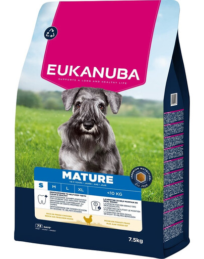 EUKANUBA Mature Small Breeds Chicken 7,5 kg suché krmivo pro starší psy malých plemen, bohaté na čerstvé kuřecí maso