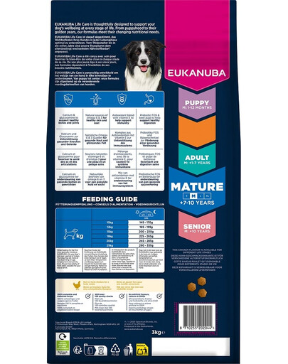 EUKANUBA Mature Medium Breeds Chicken 3 kg suché krmivo pro starší psy středních plemen, bohaté na čerstvé kuřecí maso