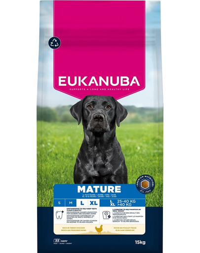 EUKANUBA Mature Large Breeds Chicken 15 kg suché krmivo pro starší psy velkých plemen, bohaté na čerstvé kuřecí maso