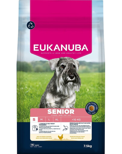 EUKANUBA Senior Small Breeds Chicken 7,5 kg suché krmivo pro starší psy malých plemen, bohaté na čerstvé kuřecí maso