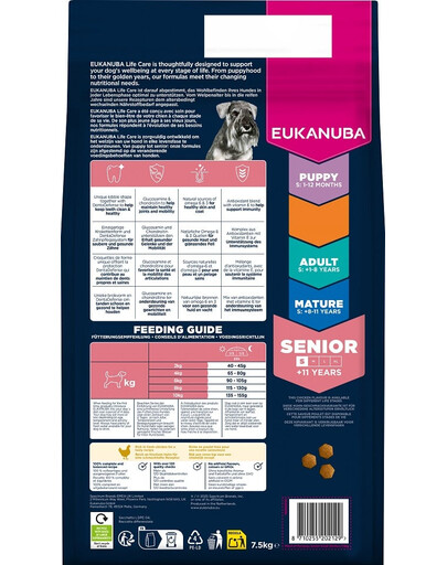 EUKANUBA Senior Small Breeds Chicken 7,5 kg suché krmivo pro starší psy malých plemen, bohaté na čerstvé kuřecí maso