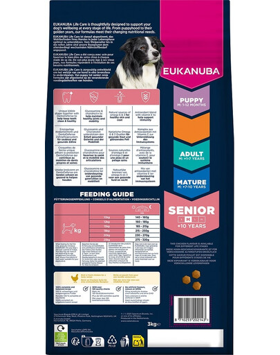 EUKANUBA Senior Medium Breeds Chicken 3 kg suché krmivo pro starší psy středních plemen bohaté na čerstvé kuře