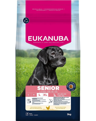 EUKANUBA Senior Large Breeds Chicken 3 kg suché krmivo pro starší psy velkých plemen, bohaté na čerstvé kuřecí maso