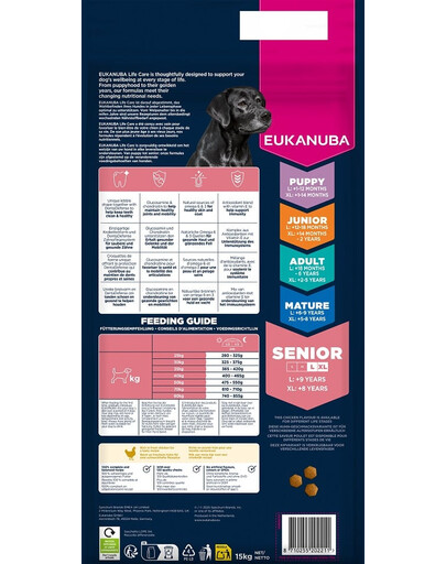 EUKANUBA Senior Large Breeds Chicken 15 kg suché krmivo pro starší psy velkých plemen, bohaté na čerstvé kuřecí maso